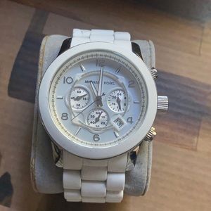Michael Kors, white coated band unisex watch